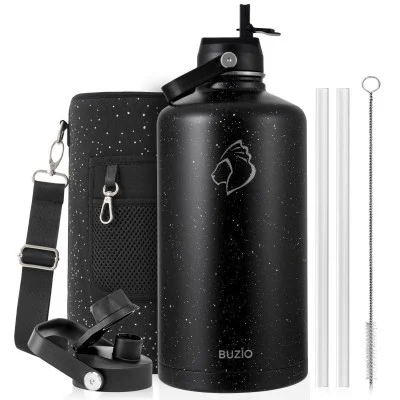 Buzio Duet Series Gallon Bottle with 2 Lids and Sleeve 3.8L - Starry Black